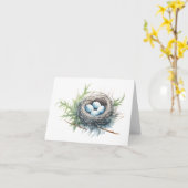 Carte Nid d'oiseaux avec des oeufs BLANC (Fleur jaune)