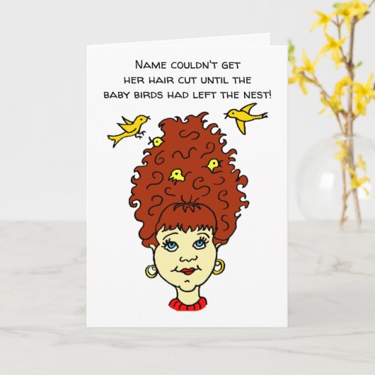 Carte Nid d'oiseaux coupe de cheveux de dessin animé (Fleur jaune)