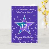 Carte Nièce 12e anniversaire étoile brillante Vibrant vi (Fleur jaune)