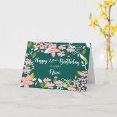 Carte Nièce 22e anniversaire Fleurs vertes (Fleur jaune)
