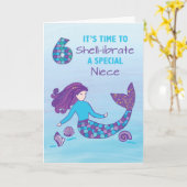Carte Nièce 6e anniversaire Sparkday Look Mermaid (Fleur jaune)