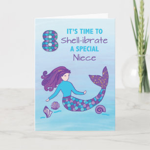 Carte Nièce 8e anniversaire Sparkday Look Mermaid