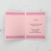 Carte NIECE Anniversaire avec rose rose rose et dentelle (Intérieur)
