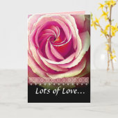 Carte NIECE Anniversaire avec rose rose rose et dentelle (Fleur jaune)