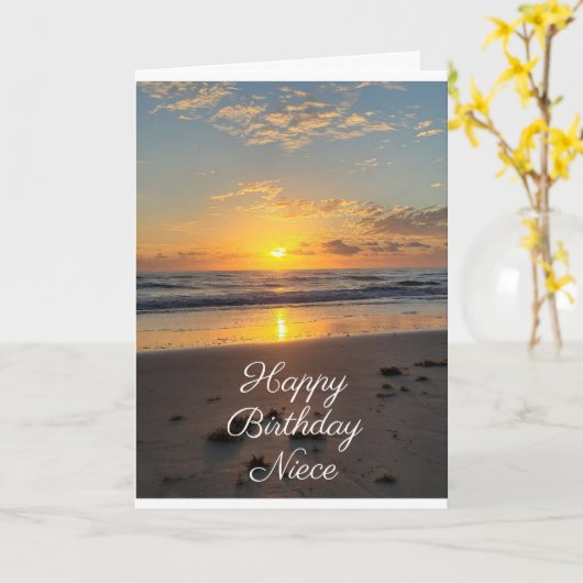 CARTE !** "NIECE*** BELLE PLAGE ENSOLEILLÉE POUR VOUS (Fleur jaune)