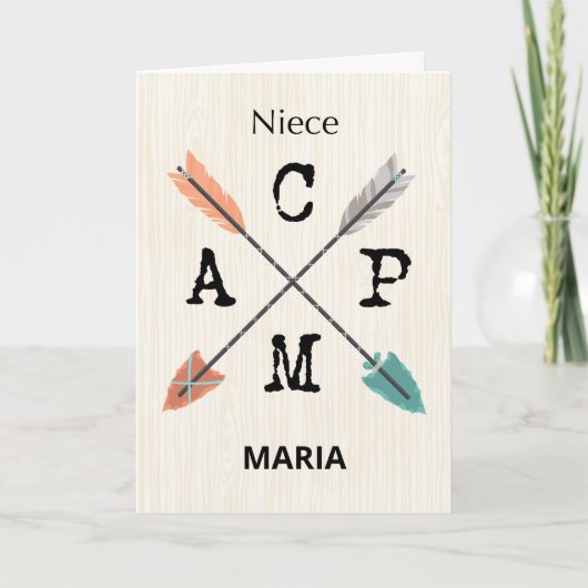 Carte Niece Camp Personnaliser le nom Flèches (Devant)