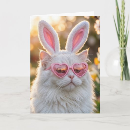 Carte Nièce Chat de Pâques avec Oreilles de Lapin (Devant)