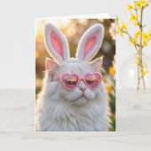 Carte Nièce Chat de Pâques avec Oreilles de Lapin (Fleur jaune)