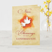 Carte Nièce, Confirmation Félicitations Bénédiction Dove (Fleur jaune)