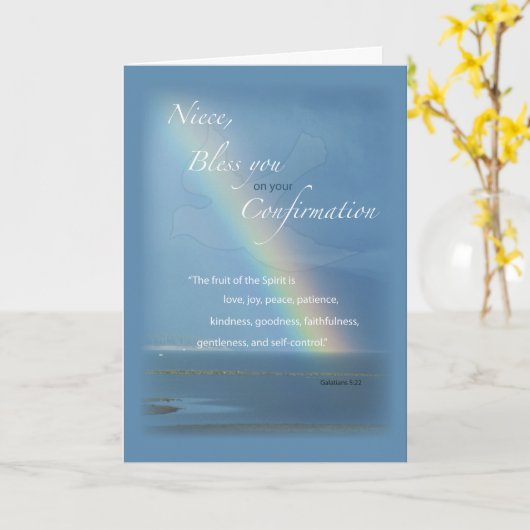 Carte Niece Confirmation Rainbow Félicitations (Fleur jaune)