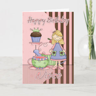 Carte Niece Cute Anniversaire - Cupcakes Et Thé
