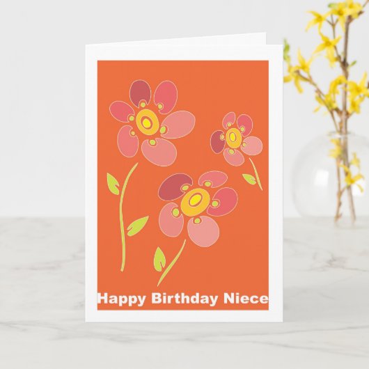Carte Nièce de joyeux anniversaire (Fleur jaune)
