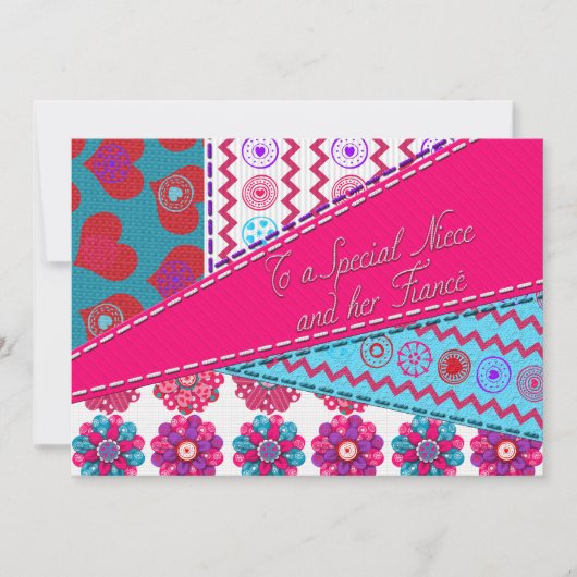 Carte Niece et Fiance Valentine's Patchwork Quilt Style (Devant)