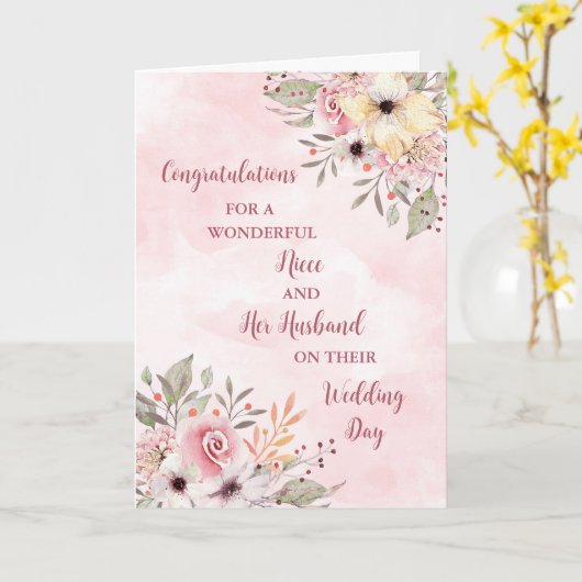 Carte Niece et son mari Mariage Félicitations (Fleur jaune)