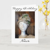 CARTE "NIECE" ET UNE TRÈS BELLE DAME = ANNIVERSAIRE (Fleur jaune)