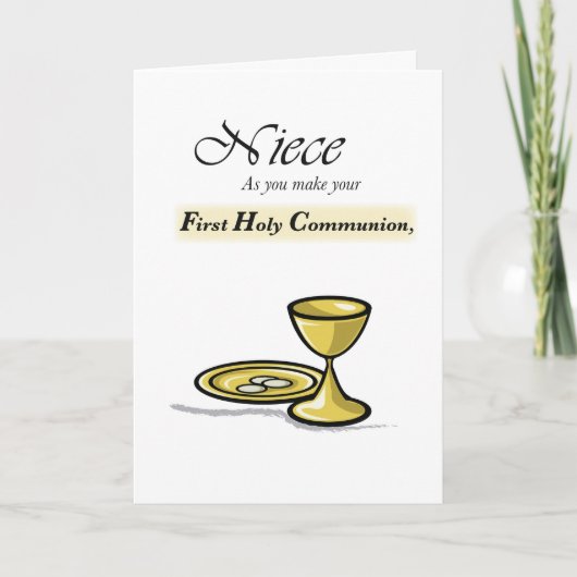 Carte Niece First Communion Gold Chalice, Paten (Devant)