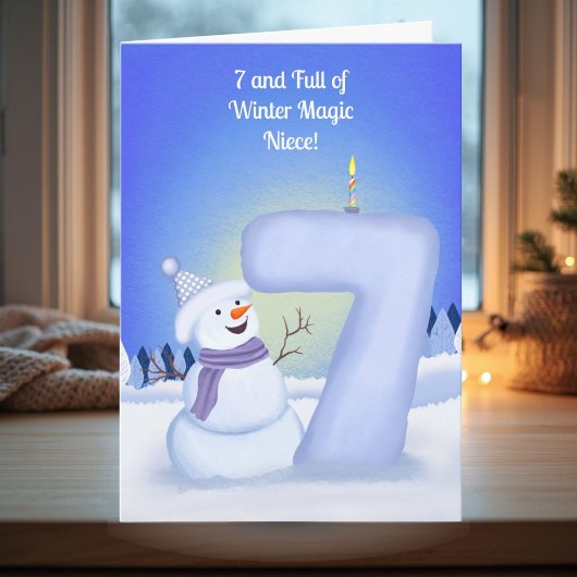 Carte Niece Happy 7th Birthday Snowman 