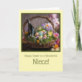 Carte Niece Happy Easter Humor with Wine in Basket  (Devant)