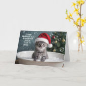 Carte Niece Holiday Cute and Fun Christmas Kitten Kitty  (Fleur jaune)