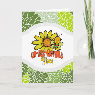 Carte Nièce incroyable Tournesols et Abeilles