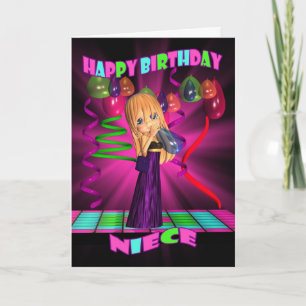 Carte Niece Joyeux anniversaire avec mignonne petite Cut