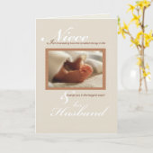 Carte Niece & Mari Félicitations Nouveau Pieds bébé (Fleur jaune)