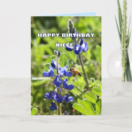 Carte Niece Texas Bluebonnet Joyeux anniversaire (Devant)