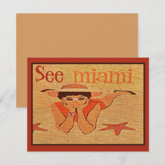 Carte Nifty les années 50 Voir Miami Joli bronzage Lady
