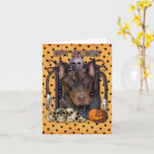 Carte Nightmare d'Halloween - Doberman - Rocky (Fleur jaune)