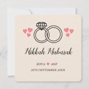 Carte Nikkah Mariage Moubarak moderne personnalisé