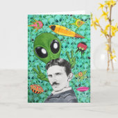 Carte Nikola Tesla et les Aliens  (Fleur jaune)