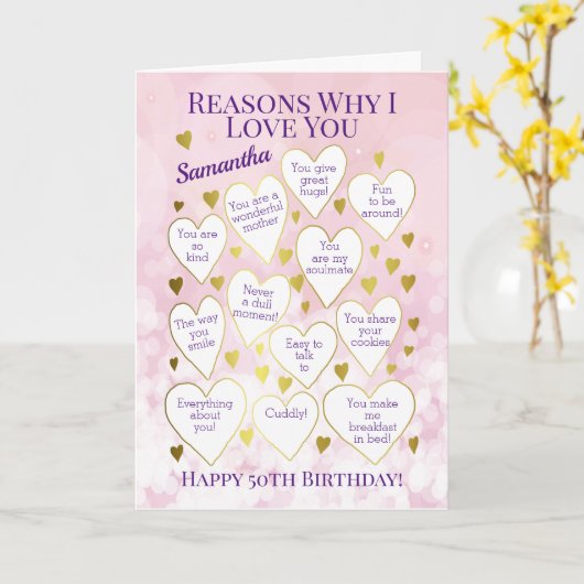 Carte N'Importe Quel Âge Anniversaire Raisons Pourquoi J (Fleur jaune)