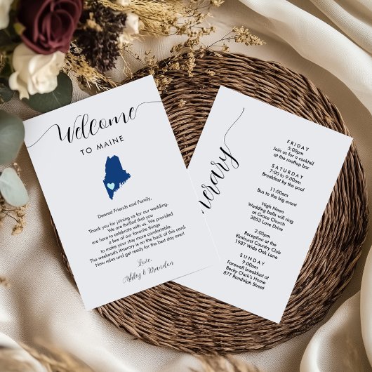 Carte N'importe quel Mariage Color Maine Bienvenue Note 