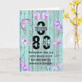 Carte N'importe quel nom d'âge Monogramme Drôle 80e anni (Fleur jaune)