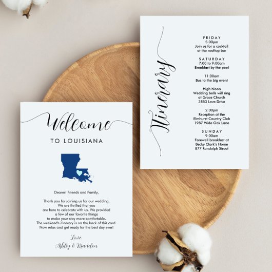 Carte N'importe quelle couleur Louisiana Mariage Welcome