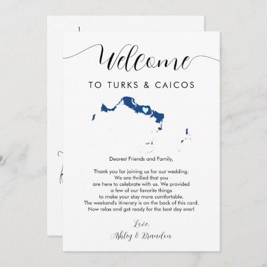 Carte N'importe quelle couleur Turk & Caicos Mariage Bie (Devant / Derrière)