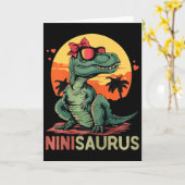 Carte Ninisaurus Dino Dinosaure Nini-saurus T-rex Mère (Fleur jaune)