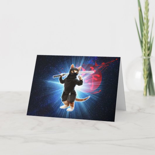 Carte Ninja Chat dans l'espace. (Devant)