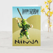 Carte Ninja Joyeux anniversaire (Fleur jaune)
