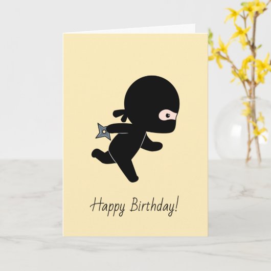 Carte Ninja minuscule à l'anniversaire jaune (Fleur jaune)
