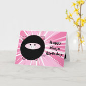 Carte Ninja Pig Joyeux anniversaire (Fleur jaune)