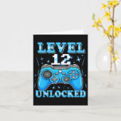 Carte Niveau 12 Gamer déverrouillé 12e Anniversaire Vidé (Fleur jaune)