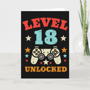 Carte Niveau 18 Débloqué Video Gamer Garçons Hommes 18e