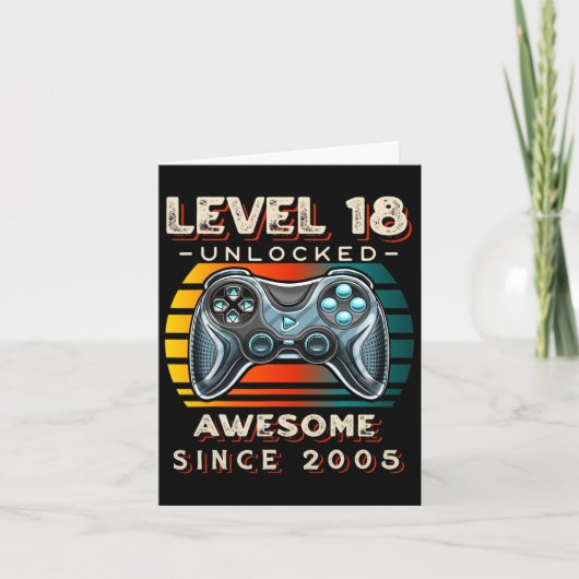Carte Niveau 18 Jeu vidéo déverrouillé 18e anniversaire (Devant)