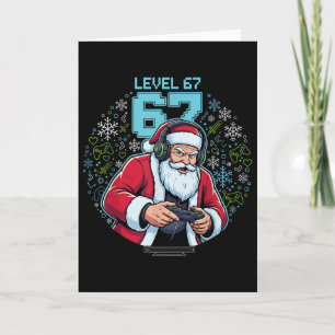 Carte Niveau 67 Gamer Père Noël Jeux Noël Drôle