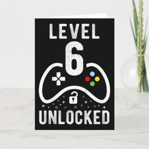 Carte Niveau 6 Jeu vidéo déverrouillé 6e cadeau d'annive