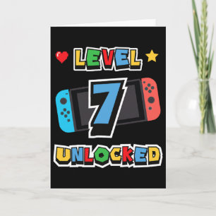 Carte Niveau 7 Débloqué 7e Anniversaire Enfants Jeu Vidé