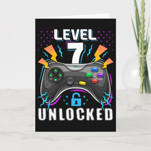 Carte Niveau 7 Débloqué Jeu Vidéo 7ème Anniversaire Game (Devant)