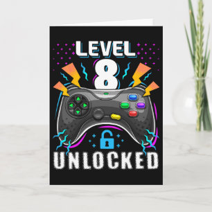 Carte Niveau 8 Débloqué Jeu Vidéo 8ème Anniversaire Game