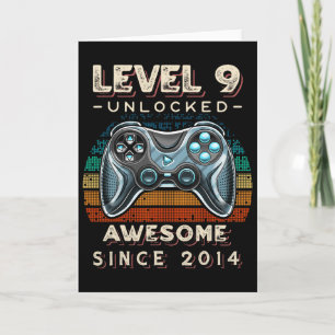 Carte Niveau 9 Débloqué Jeu Vidéo 9e Anniversaire 9 Ans